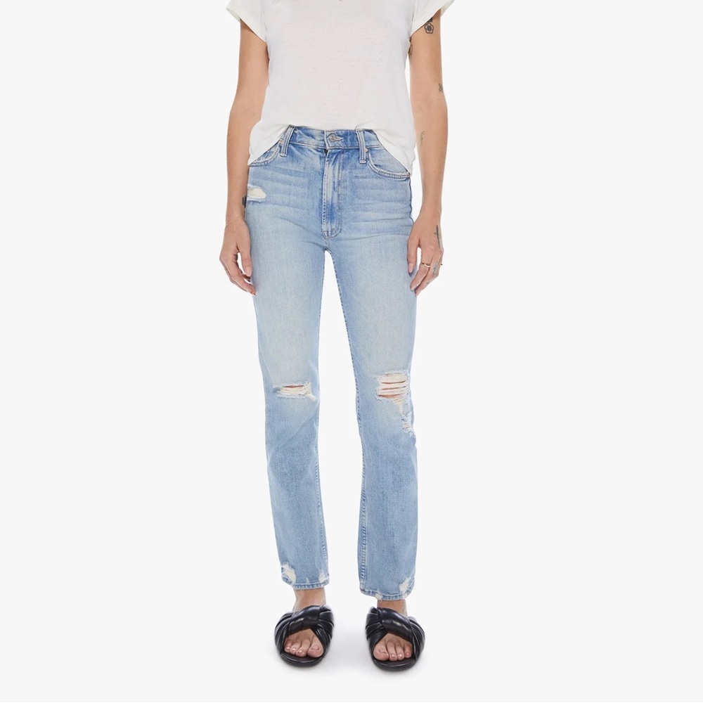 MOTHER Distressed Light Wash Jeans
